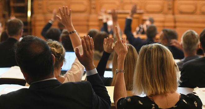 Abgeordnete bei einer Abstimmung im Plenum