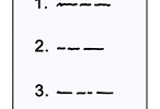 Zettel mit den Nummer 1., 2. und 3. untereinander geschrieben. Hinter den Nummern stehen vereinfacht dargestellte Wörter.